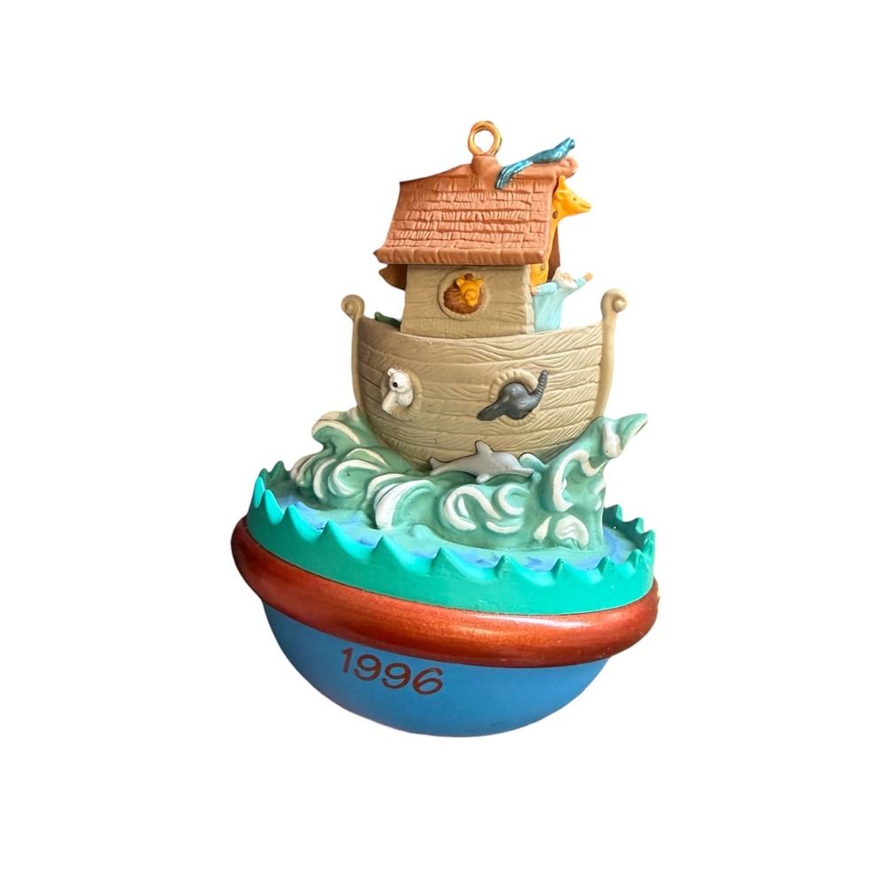 Vintage‎ Hallmark Keepsake 1996 Noahs Ark Rocking Christmas Ornament Animals